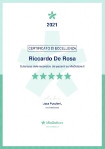 Certificato di eccellenza 2021 Miodottore Riccardo De Rosa Fisiatra Napoli | Fisiatra Salerno