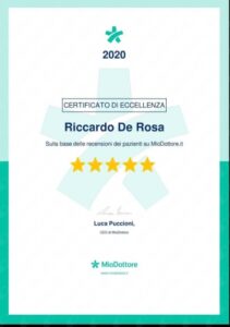Certificato di eccellenza 2020 Miodottore Riccardo De Rosa Fisiatra Napoli | Fisiatra Salerno